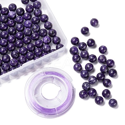 100Pcs 8mm Natural Charoite Round Beads DIY-LS0002-12-1