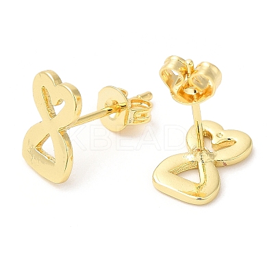 Brass Heart Infinity Stud Earrings KK-Q775-25G-1