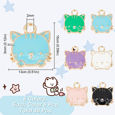 48Pcs 6 Colors Eco-Friendly Zinc Alloy Pendants ENAM-GO0001-09-1