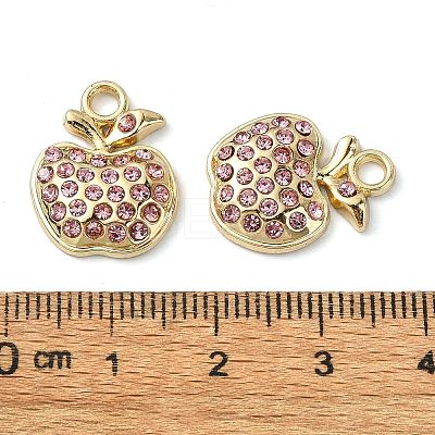 Golden Rack Plating Alloy Rhinestone Pendants PALLOY-F308-22G-02-1