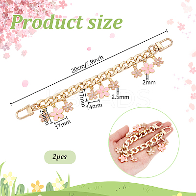 2Pcs Alloy Enamel Sakura Charm Purse Strap Extenders AJEW-PH0018-01-1