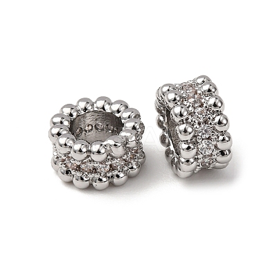Brass Cubic Zirconia European Beads ZIRC-L105-09P-1
