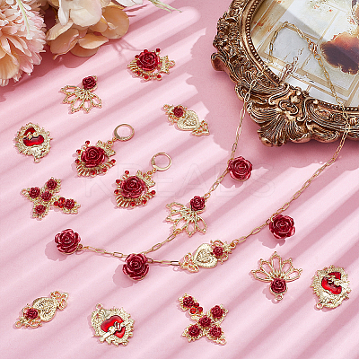 24Pcs 6 Styles Alloy Rhinestone Pendants ENAM-PH0003-27-1