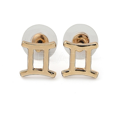 12 Constellation/Zodiac Sign Alloy Stud Earrings EJEW-B025-01G-I-1