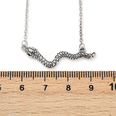 Brass Pave Black Cubic Zirconia Snake Pendant Necklaces NJEW-D320-02ASP-1
