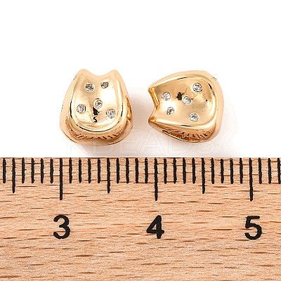 Brass Micro Pave Clear Cubic Zirconia Beads KK-S389-19G-1
