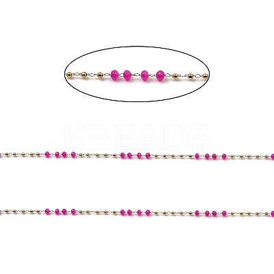 Rondelle Glass Beaded Link Chains CHS-G028-07G-03-1