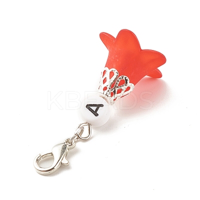 Frosted Flower Transparent Acrylic Pendant Decoration HJEW-JM00628-04-1