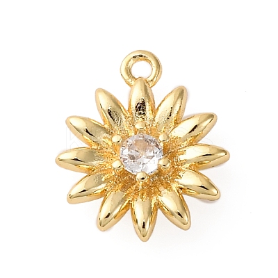 Brass Pave Clear Cubic Zirconia Charms KK-V016-18G-1