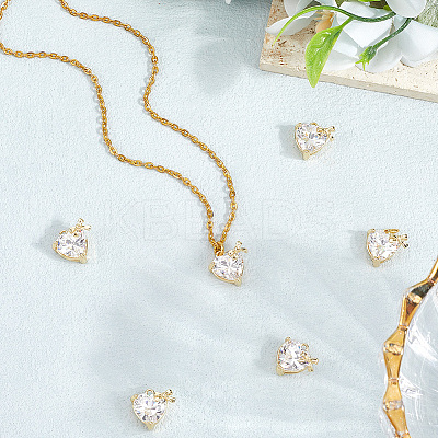 6Pcs Brass Micro Pave Cubic Zirconia Pendants KK-BBC0020-46-1
