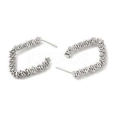 Rack Plating Brass Beaded Rhombus Stud Earrings for Women EJEW-D059-30P-1