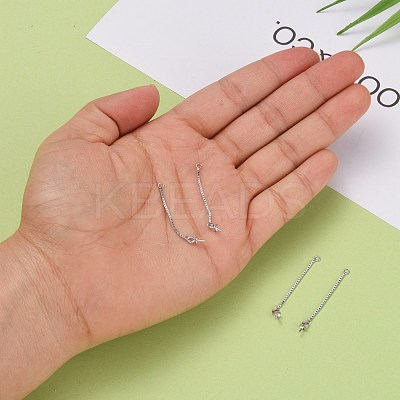Anti-Tarnish Trendy Rhodium Plated 925 Sterling Silver Ear Threads STER-M088-26C-1