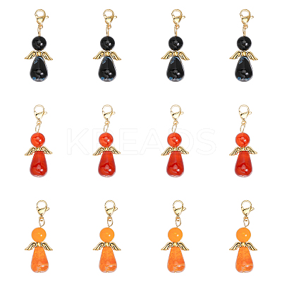 12Pcs 3 Styles Natural Agate Alloy Pendant Decorations HJEW-CA0001-31-1