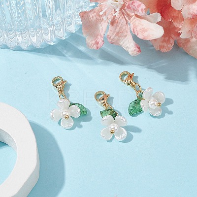 Flower Shell Pearl Pendant Decorations HJEW-TA00106-1