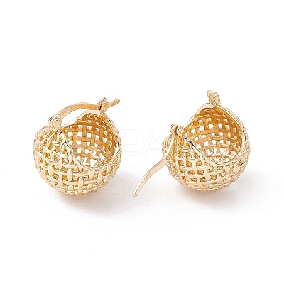 Brass Woven Basket Shape Hoop Earrings for Women LS-EJEW-E165-01KCG-1