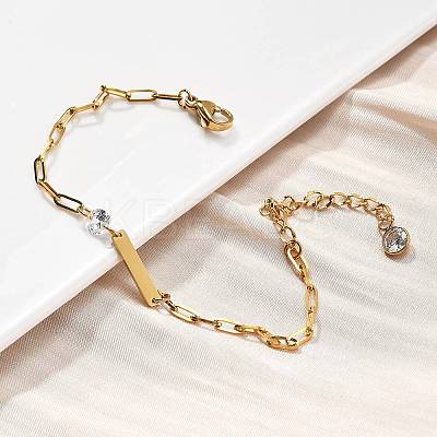 304 Stainless Steel Paperclip Chain Bracelets BJEW-A035-04G-02-1