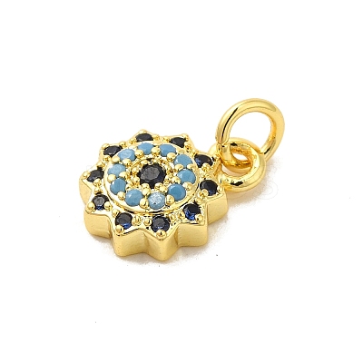 Real 18K Gold Plated Rack Plating Brass Micro Pave Cubic Zirconia Pendants Charms KK-S396-01G-1