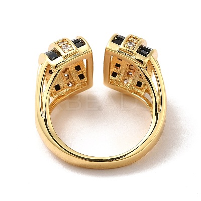 Cubic Zirconia Arch Open Cuff Ring RJEW-C041-02G-01-1