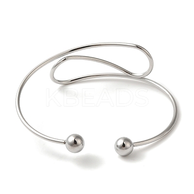 Non-Tarnish Curve Open Cuff Bangles for Women BJEW-Z071-03P-1