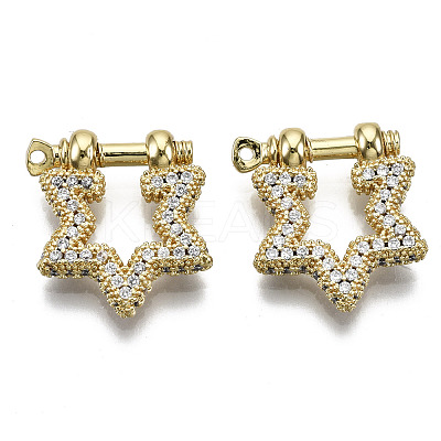 Brass Micro Pave Clear Cubic Zirconia D-Ring Anchor Shackle Clasps ZIRC-S066-049-NF-1