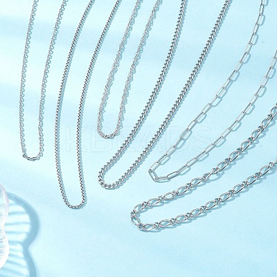 6Pcs 6 Styles 304 Stainless Steel Figaro Chain & Curb Chain & Box Chain & Water Wave Chain & Cable Chain Necklaces Sets for Women NJEW-JN05630-1