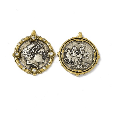 Rack Plating Brass Micro Pave Clear Cubic Zirconia Pendants KK-I696-09-1