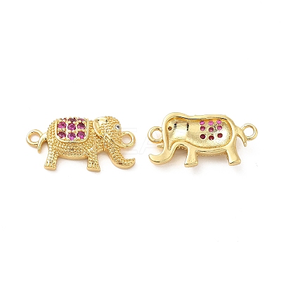 Rack Plating Brass Micro Pave Cubic Zirconia Connector Charms KK-D087-07G-1