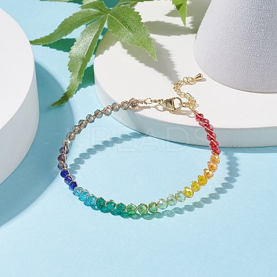 Glass Braided Anklet AJEW-AN00493-1