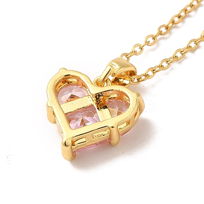 Pink Cubic Zirconia Pendant Necklace LS-NJEW-H161-01B-1