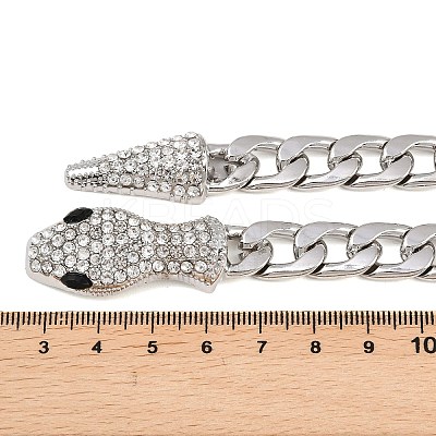 Alloy Rhinestone Snake Cuban Link Chain Necklaces for Women WGC9FDE-04-1