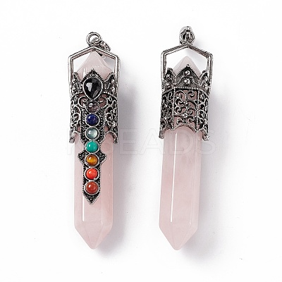 Natural Rose Quartz Big Pointed Pendants G-H281-02H-1