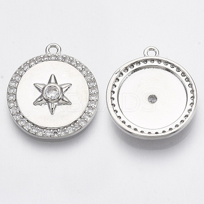 Brass Micro Pave Cubic Zirconia Pendants KK-R130-003-NF-1