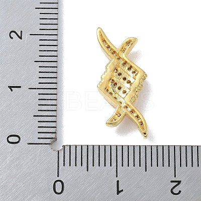 Rack Plating Brass Clear Cubic Zirconia Rhombus Connector Charms KK-A234-069G-1