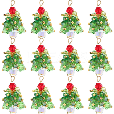 20Pcs Christmas Tree Glass Pendants FIND-SC0011-08-1
