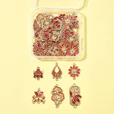 36Pcs 6 Styles Alloy Enamel Connector Charms FIND-FS0004-46B-1