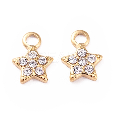 304 Stainless Steel Rhinestone Charms STAS-I670-01G-1