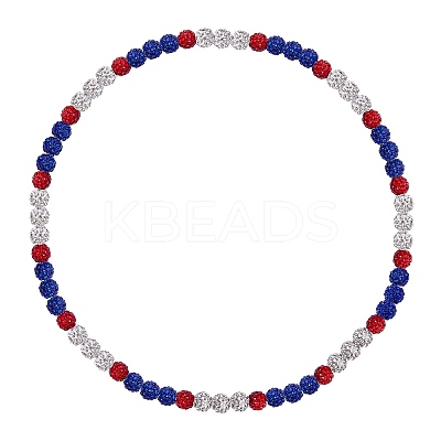 Polymer Clay Rhinestone Round Beaded Necklaces NJEW-SW00049-02-1