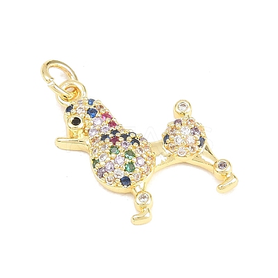 Brass Micro Pave Clear Cubic Zirconia Pendants KK-F938-25C-G-1