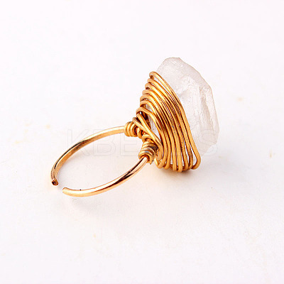 Nuggets Iron with Natural Crystal Quartz Cuff Rings FS-WG6A0B3-04-1