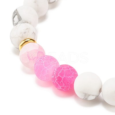 Natural Weathered Agate(Dyed) & Howlite Round Beaded Stretch Bracelet BJEW-JB08087-05-1
