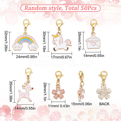 50Pcs Alloy Enamel Pendant Decorations HJEW-SC0001-24-1
