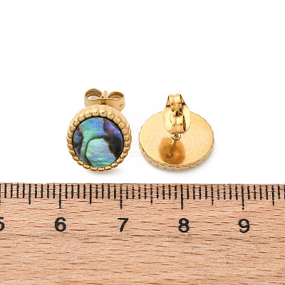 304 Stainless Steel Natural Paua Shell Stud Earrings EJEW-Z103-02G-01-1