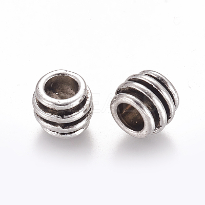 Tibetan Silver Alloy Barrel Large Hole European Beads LFH10203Y-NF-1