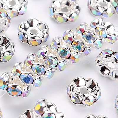 Brass Grade A Rhinestone Spacer Beads RSB030NF-02-1