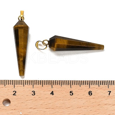 Natural Tiger Eye Pointed Pendants G-D089-01G-03-1