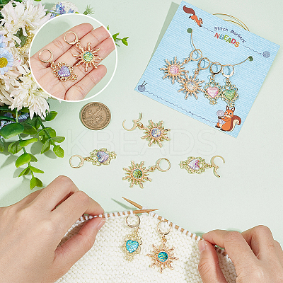 Alloy with Plastic Pendant Stitch Markers HJEW-AB00253-1