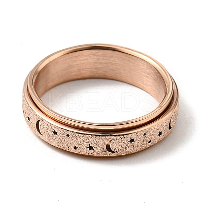 201 Stainless Steel Moon and Star Rotatable Finger Ring MOST-PW0001-005E-04-1