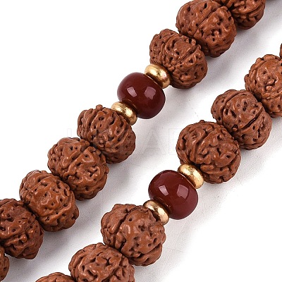 Buddhist Jewelry Prayer 108 Rudraksha Seed Mala Beads Necklaces NJEW-M102-02-1