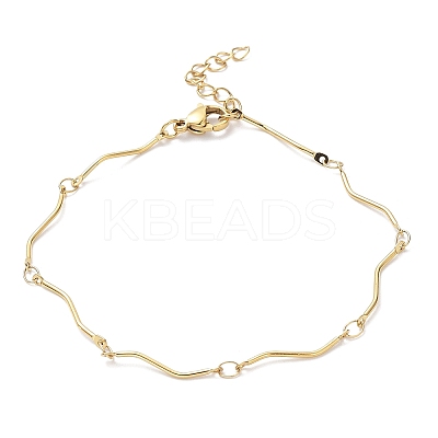 Ion Plating(IP) 304 Stainless Steel Twist Bar Link Chain Bracelet X-BJEW-K226-06G-1