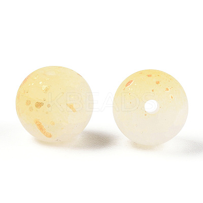 Frosted Baking Paint Crackle Glass Beads with Glitter Powder X1-DGLA-T004-6mm-01I-1